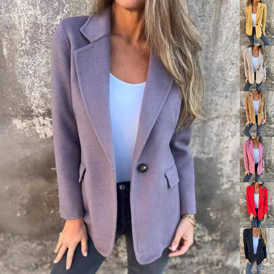 Ins Button Lapel Short Blazer Winter Fashion Commuter Jacket Outwear Women's Clothing A&S Collection