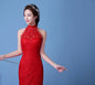 Big red wedding dress bride large size waist fishtail wedding dress palace fishtail tail Korean hanging neck A&S Collection