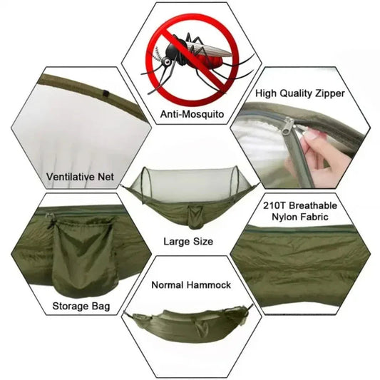 2 Person Outdoor Camping Hammock with Mosquito Net Portable Comfortable Sleeping Tent Hammock Outdoor Furniture Bed A&S Collection
