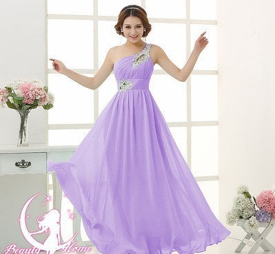 Evening dress one-shoulder dinner banquet long banquet A&S Collection