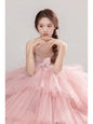 Elegant Girl's Wedding Photography Dress Pink White A&S Collection