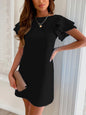 Ruffled Layered Short Sleeve Mini Dress.