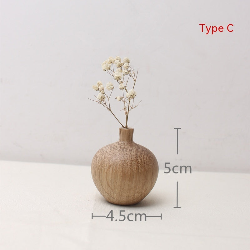 Japanese Style Groceries Solid Wood Dried Flowers And Flowerpot Wooden Craftwork Ins Vase A&S Collection
