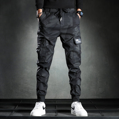 Spring/summer thin camouflage casual pants men's fashion brand new slim-fit elastic waist corset cargo long pants A&S Collection