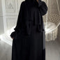 All flared sleeve dress- This elegant, long-sleeved dress features a sophisticated high neck with a draped scarf detail, perfect for a refined look. A&S Collection