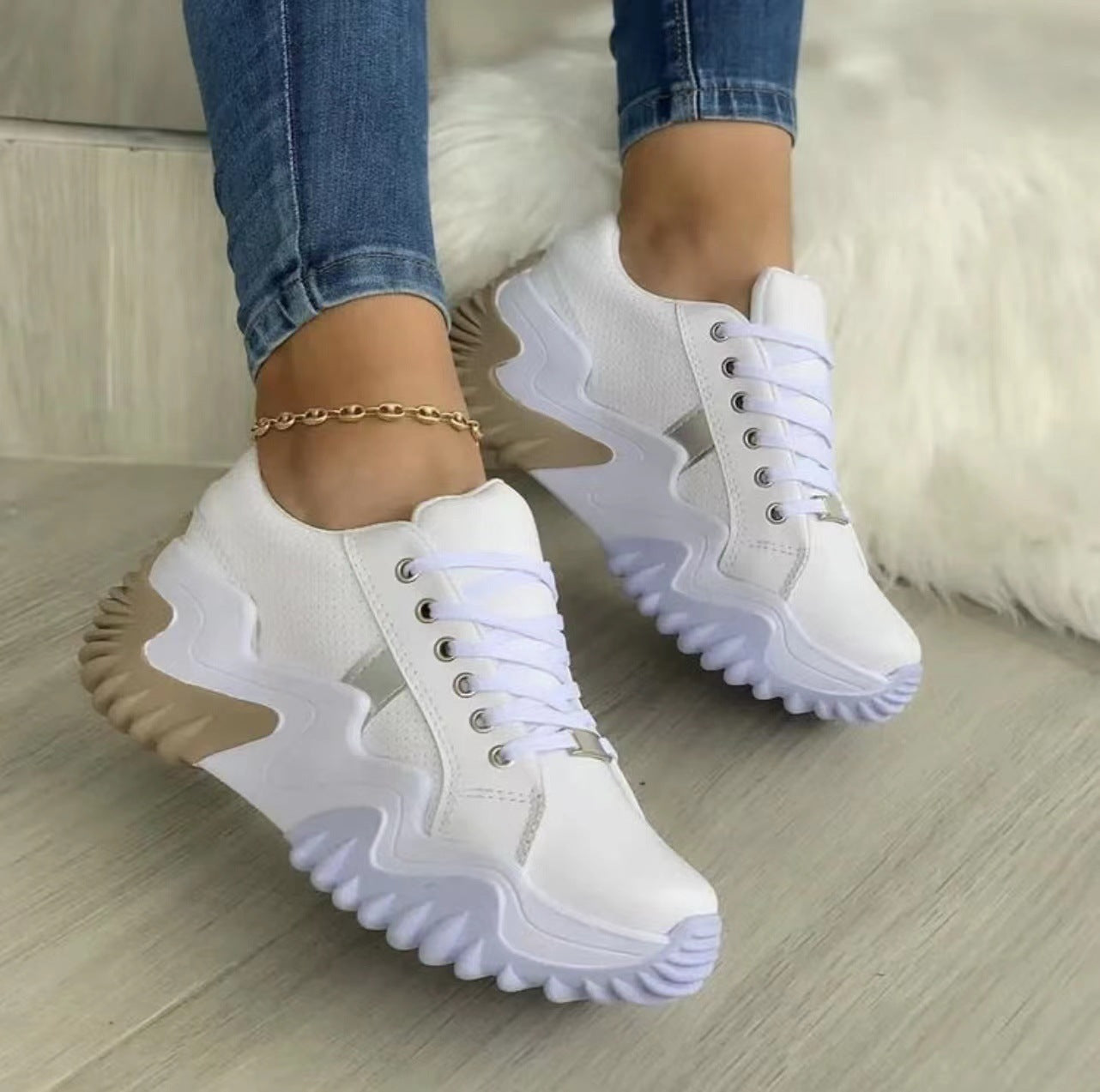 Women Shoes Lace-up Sports Sneakers A&S Collection