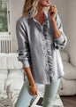 Striped Long Sleeve Shirt Fashion Ruffle Design Button Up Tops Casual Office Blouse Elegant Commuting Women's Clothing A&S Collection
