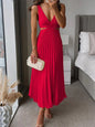 Ins Suspender Pleated Long Dress With Hollow-waisted Design Fashion V-neck Backless Dresses Summer Women's Clothing A&S Collection