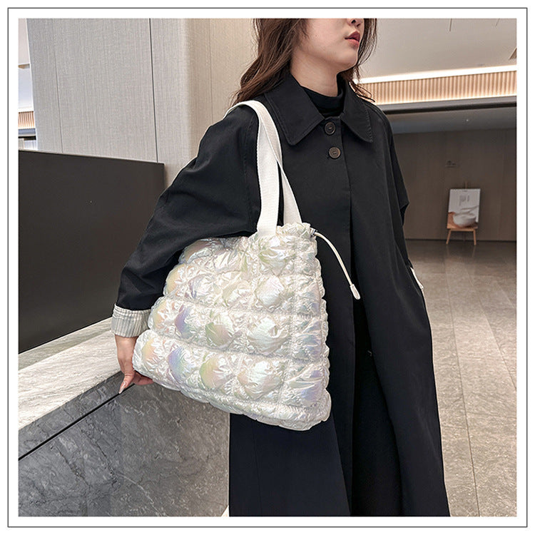 Elegant cloud tote: spacious, single shoulder, and soft down design A&S Collection