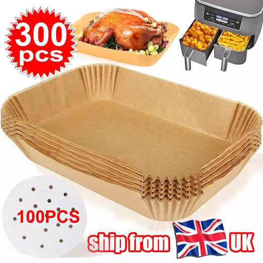 300x Disposable Air Fryer Liners - Non-Stick Parchment for Dual Basket Fryers CJ