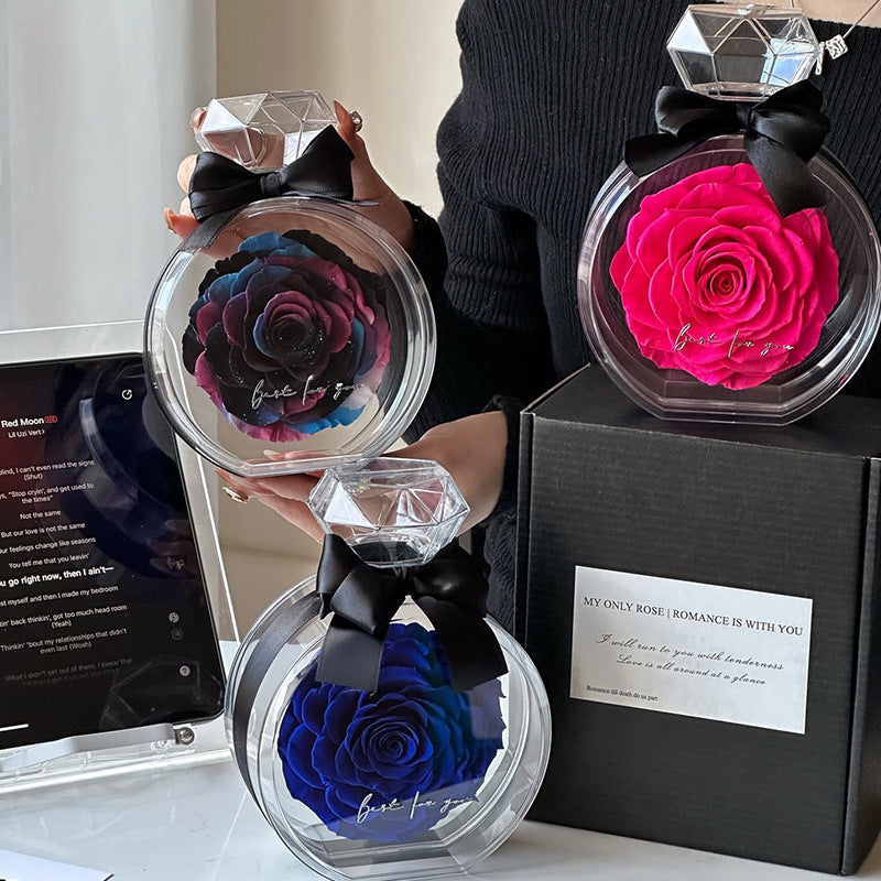 Natural Eternal Flower Ornaments Transparent Cover Dried Rose Gift Box For Christmas New Year Valentine's Day Home Decor A&S Collection