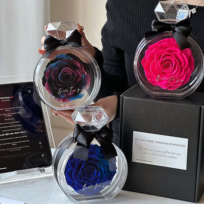 Natural Eternal Flower Ornaments Transparent Cover Dried Rose Gift Box For Christmas New Year Valentine's Day Home Decor A&S Collection