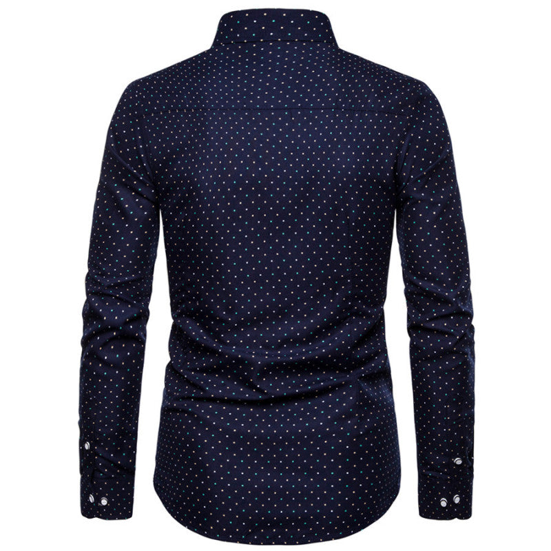 Men's printed long-sleeved shirts sell well Business polka dot long-sleeved shirts Wish slim shirt men A&S Collection
