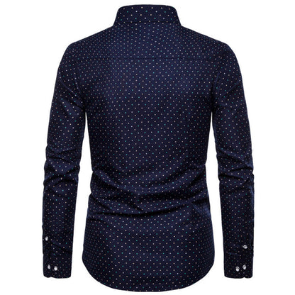 Men's printed long-sleeved shirts sell well Business polka dot long-sleeved shirts Wish slim shirt men A&S Collection