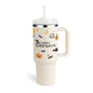 40 Oz Tumbler With Handle Straw Insulated, Stainless Steel Spill Proof Vacuum Coffee Cup Tumbler With Lid Tapered Mug Gifts For Valentine Lover Suitable For Car Gym Office Travel A&S Collection