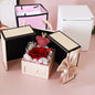 Charming Double Door Bear Rose Jewelry Box: Elegant Eternal Flower Design A&S Collection
