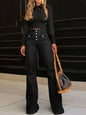 Women's Patchwork Jeans Slim Fit Slimming Stretch Flared Pants CJ