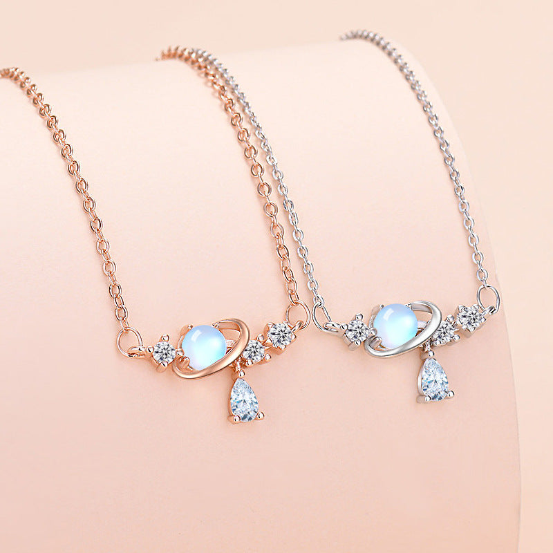 Exquisite planet necklace: trendy zircon drop, artistic and fashionable. A&S Collection