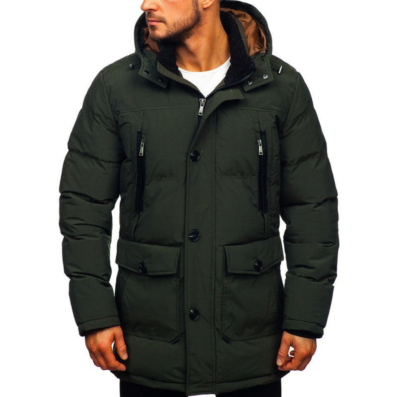 This sleek black hoodie features a straight hem and lapel zipper, ideal for casual winter wear with a modern, youthful touch A&S Collection