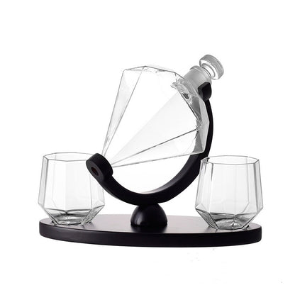 Whiskey Wine Set Suit Diamond Type Wine Bottle Wine Glass Borosilicate Glass Wine Pourer Kitchen Gadgets A&S Collection