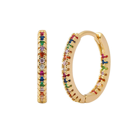 Elegant Multicolor Zircon Circle Ear Clip Earrings for Women – Perfect Fashion Accessory for Any Occasion CJ
