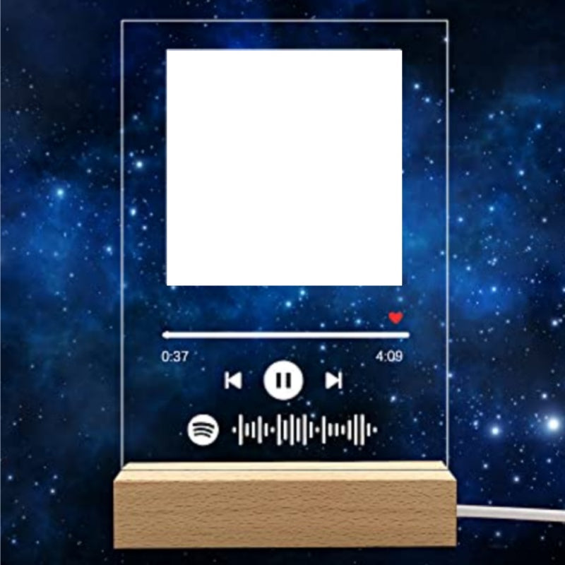 Customizable Photo Music Album Cover Night Light Carved Name Song Photo Frame A&S Collection