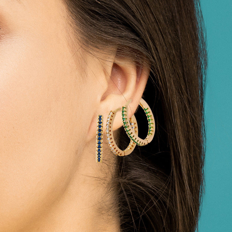 Elegant Multicolor Zircon Circle Ear Clip Earrings for Women – Perfect Fashion Accessory for Any Occasion CJ