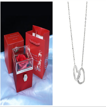 Rotating Soap Flower Rose Gift Box Creative Rotating Rose Jewelry Packaging Box Valentine's Day Gift For Women A&S Collection