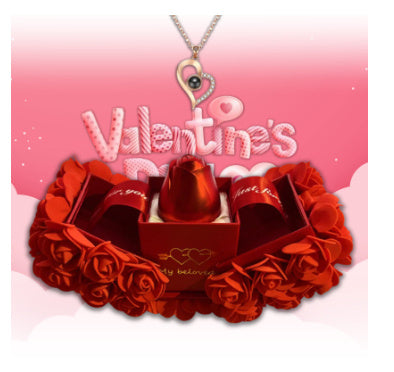 Valentines Day Gift Soap Rose Gift Box Crystal Pendant Necklace Eternal Flower Jewelry Box Set Wedding Birthday Gift For Girlfriend A&S Collection