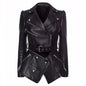 Autumn/winter British style women's motorcycle jacket with detachable hem, trim, and zipper leather coat A&S Collection