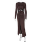 Chic autumn and winter long-sleeve hollow split dress, perfect for stylish look. A&S Collection