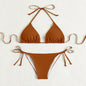 Pure Color Tied Halter Bikini Swimsuit CJ