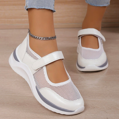 Women's Casual Thick Bottom Breathable Velcro Women's Mesh Surface Shoes A&S Collection