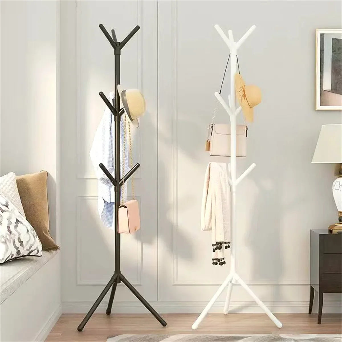 Clothes and Hats Rack Floor To Floor Bedroom Coat Hook Bedroom Vertical Tree Branch Shape Holder Hat Scarf Handbag Storage Hange A&S Collection