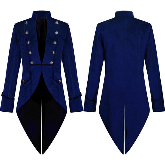 This vintage men's coat, available in multiple colors, features a unique medieval and punk style, perfect for a standout Halloween look A&S Collection