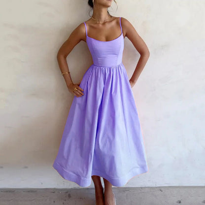 Fresh Solid Color Suspender Dress - Perfect for Sweet and Sexy Summer Style! CJ