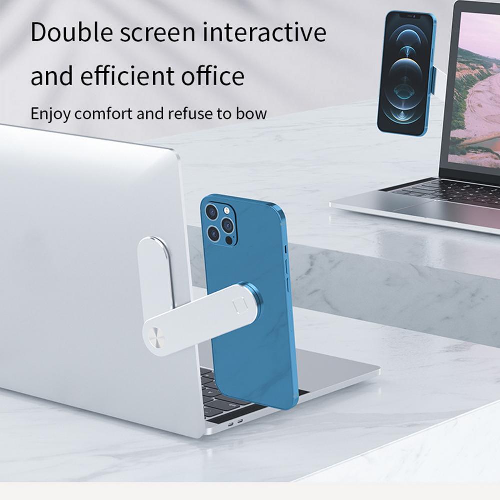 Adjustable Magnetic Laptop Side Clip | Foldable Dual-Screen Phone & Tablet Holder for Monitor Expansion CJ