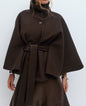 Winter High Neck Batwing Sleeve Coat With Belt Fashion Loose Elegant Button Top Trench Coat For Women Clothing A&S Collection