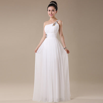 Evening dress one-shoulder dinner banquet long banquet A&S Collection