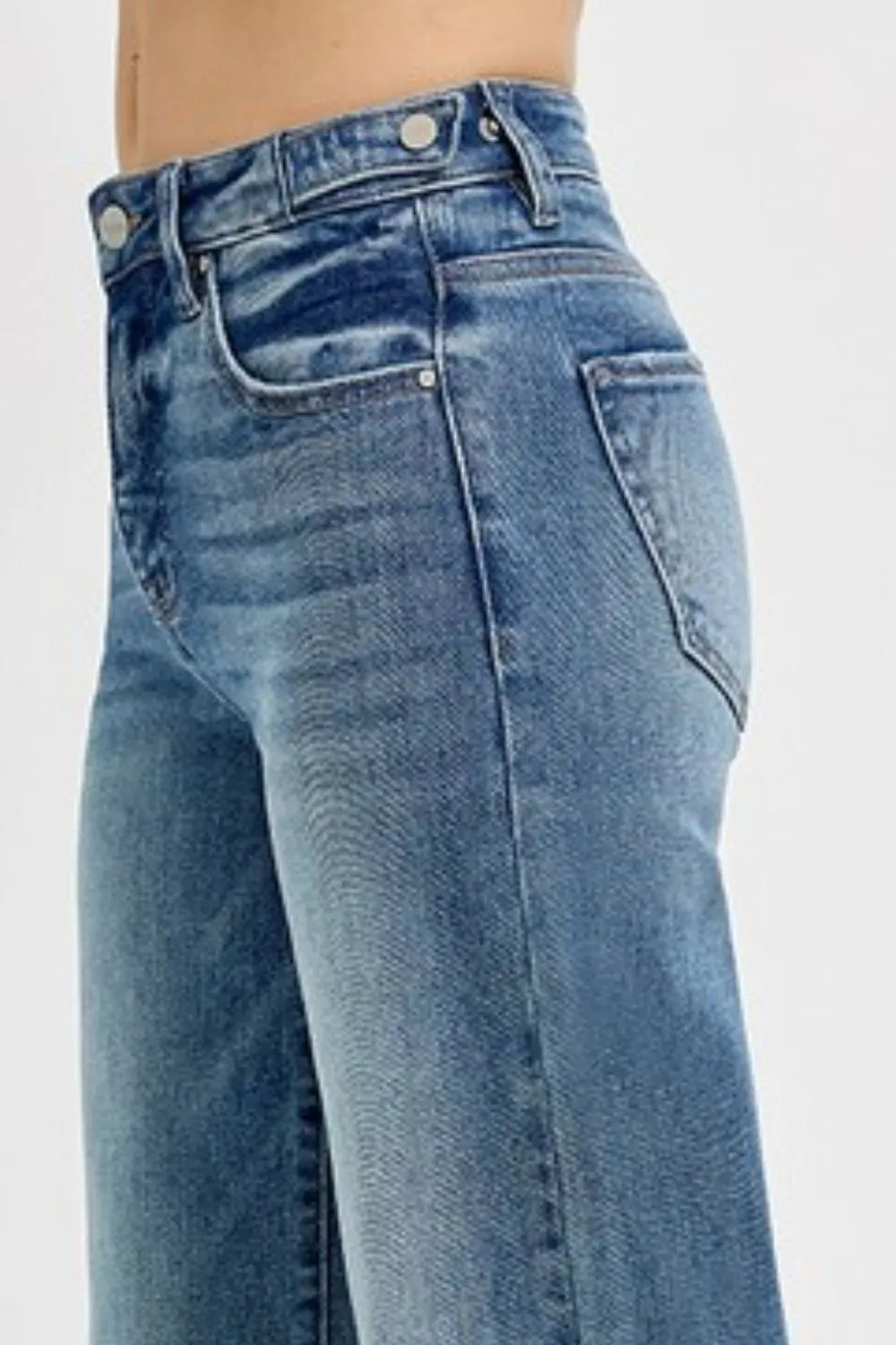 RISEN Full Size Tummy Control High Rise Wide Adjustable Waist Band Jeans Plus Size.