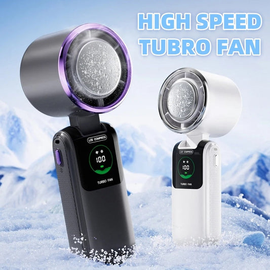 New Ice Pack High-Speed Handheld Eletirc Fan Speed Adjustable Folding Mini Fan Portable Outdoor Hanging Neck Small Fan A&S Collection
