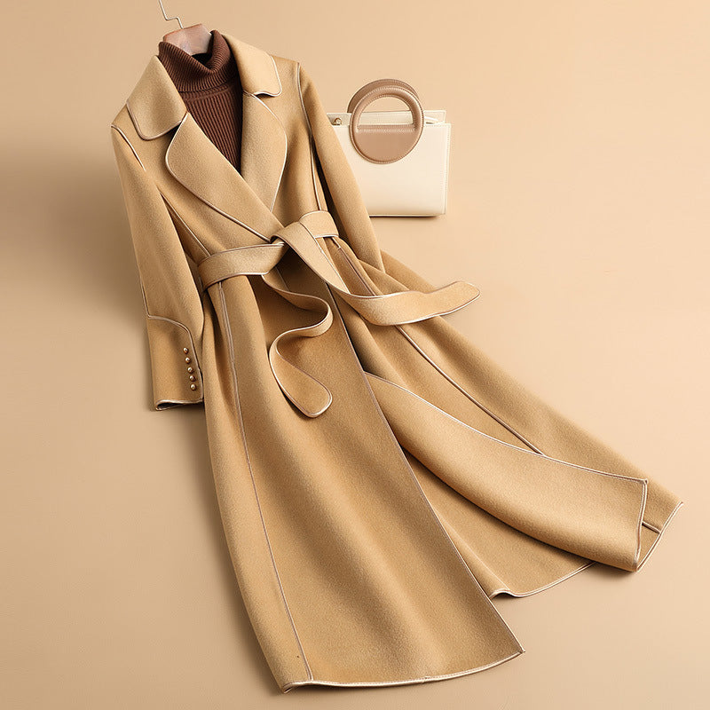 Elegant mid-length Herben-style cashmere coat, perfect for chic autumn and winter fashion." A&S Collection