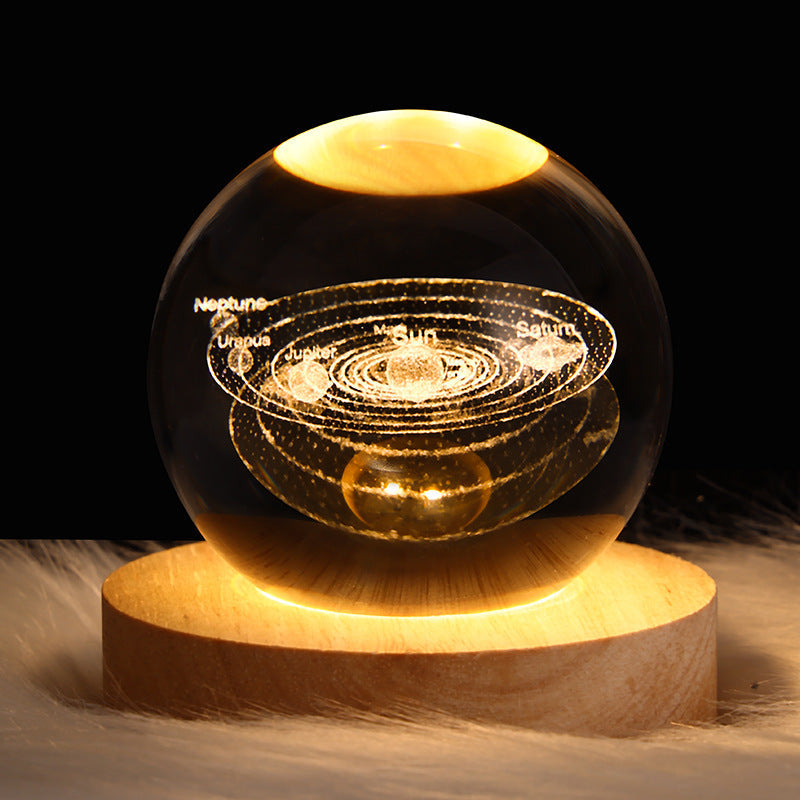 Luminous Starry Sky And Planets Moon Moon Crystal Ball Small Night Lamp Projection Ambience Light Creative Gift New Strange Gift A&S Collection
