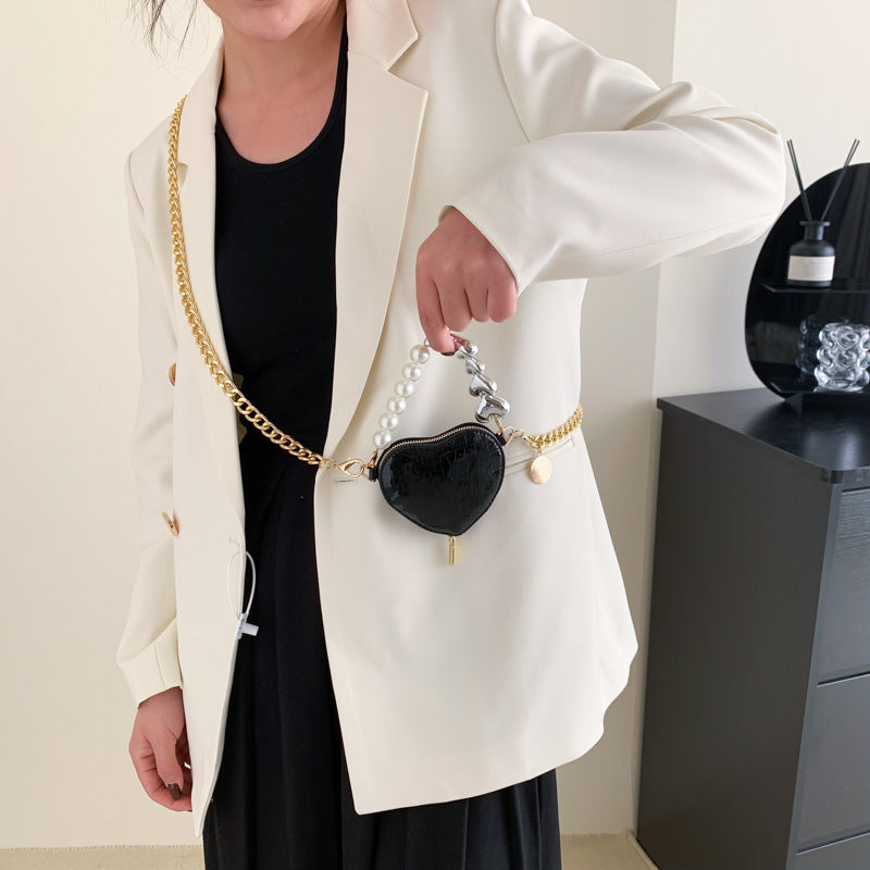 Mini Love-shape Pearls Handbag Fashion Cute Chain Lipstick Bag Women's Bright Candy Color Shoulder Messenger Bag A&S Collection