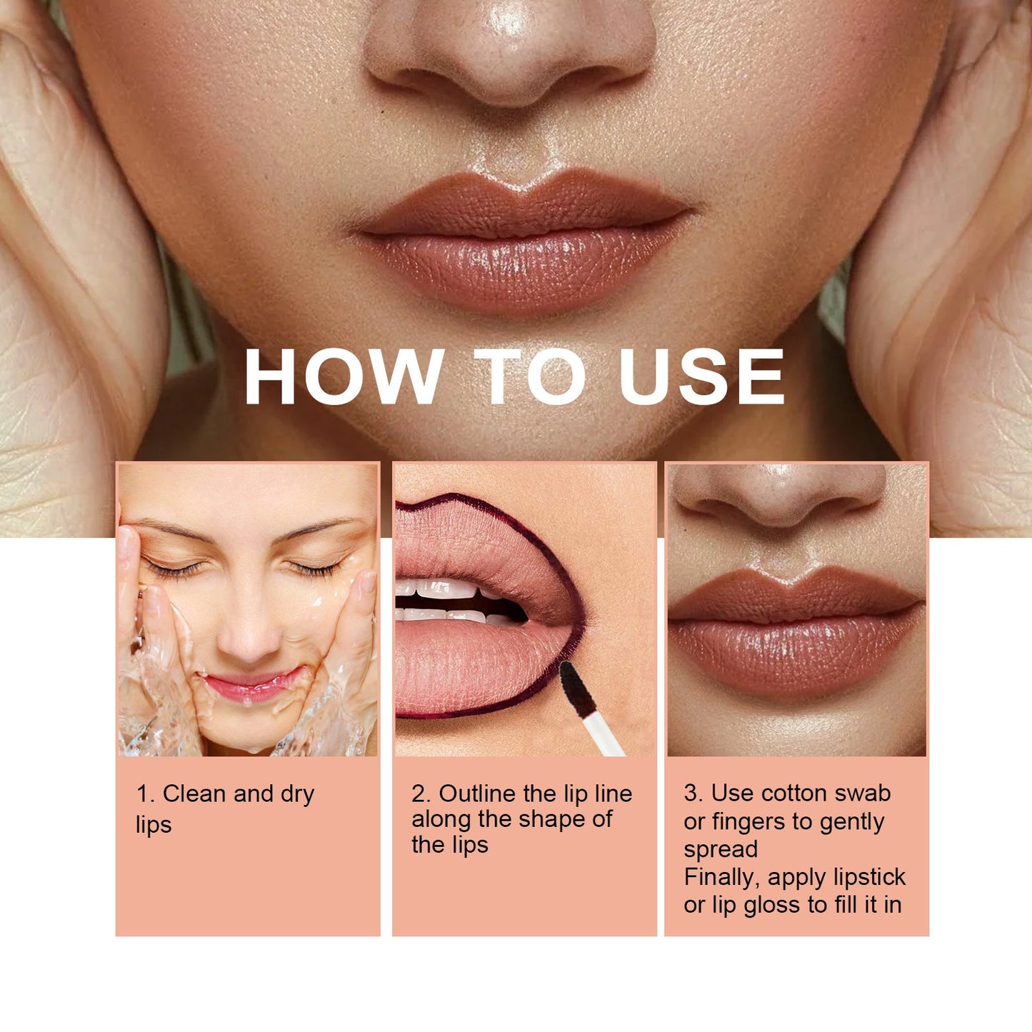 Lip Liner Pen Dark Brown Waterproof Long Lasting Plump Soft Lip Gloss Makeup Cosmetics A&S Collection