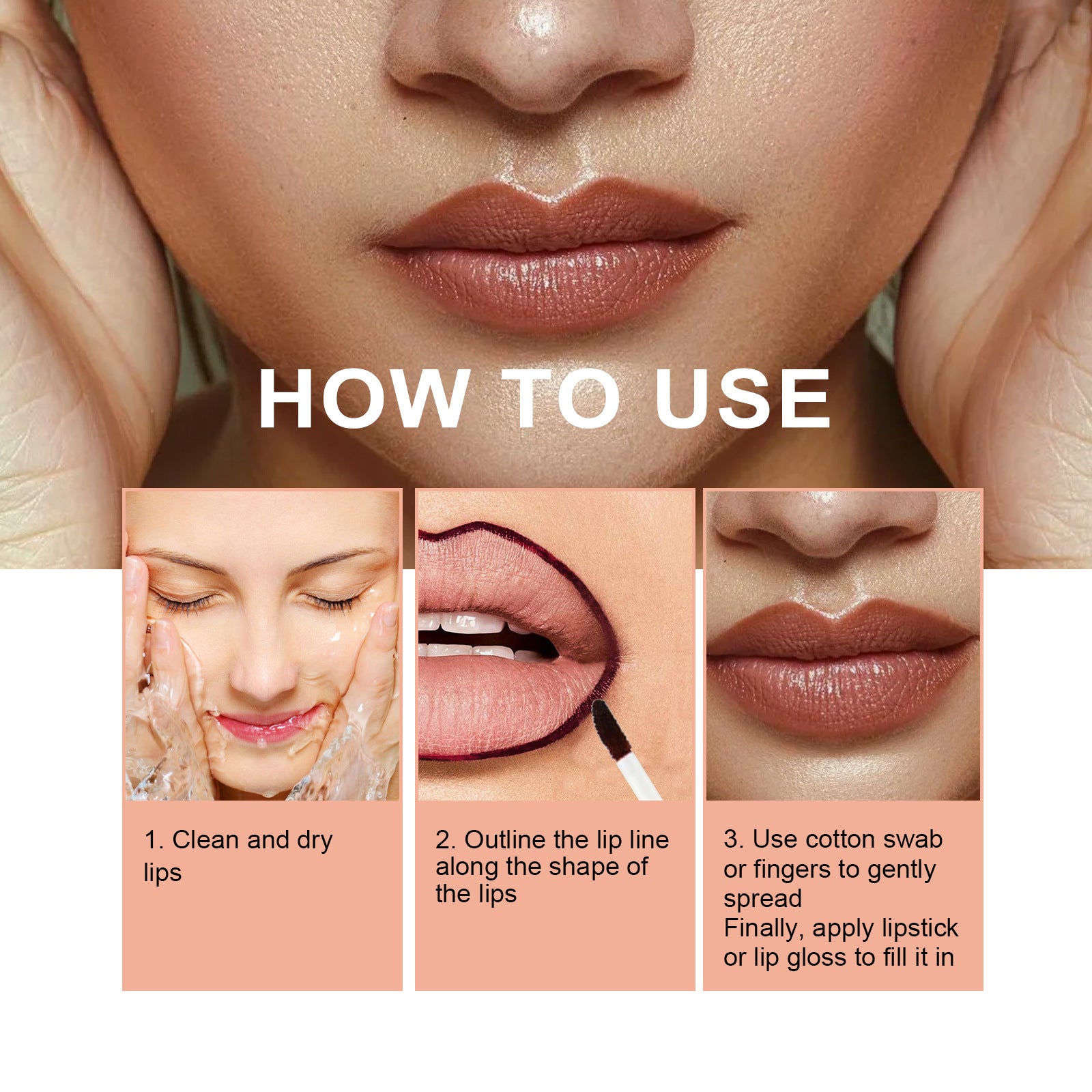 Lip Liner Pen Dark Brown Waterproof Long Lasting Plump Soft Lip Gloss Makeup Cosmetics A&S Collection