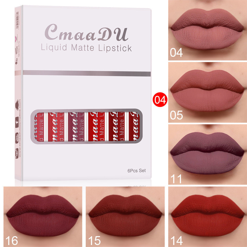 6 Boxes Of Matte Non-stick Cup Waterproof Lipstick Long Lasting Lip Gloss A&S Collection