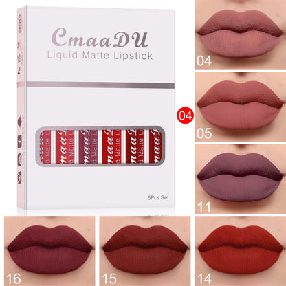 6 Boxes Of Matte Non-stick Cup Waterproof Lipstick Long Lasting Lip Gloss A&S Collection