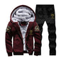 Cross border winter casual sports suit men's hooded and plush thick long sleeve pants two-piece large-size loose trend A&S Collection