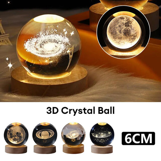 Luminous Starry Sky And Planets Moon Moon Crystal Ball Small Night Lamp Projection Ambience Light Creative Gift New Strange Gift A&S Collection